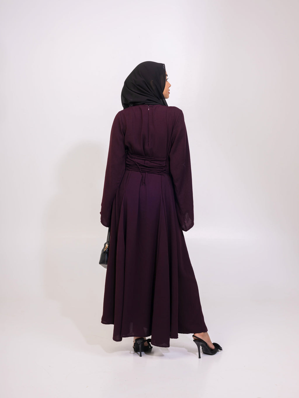 Aidah Tie Back Dress - Wine