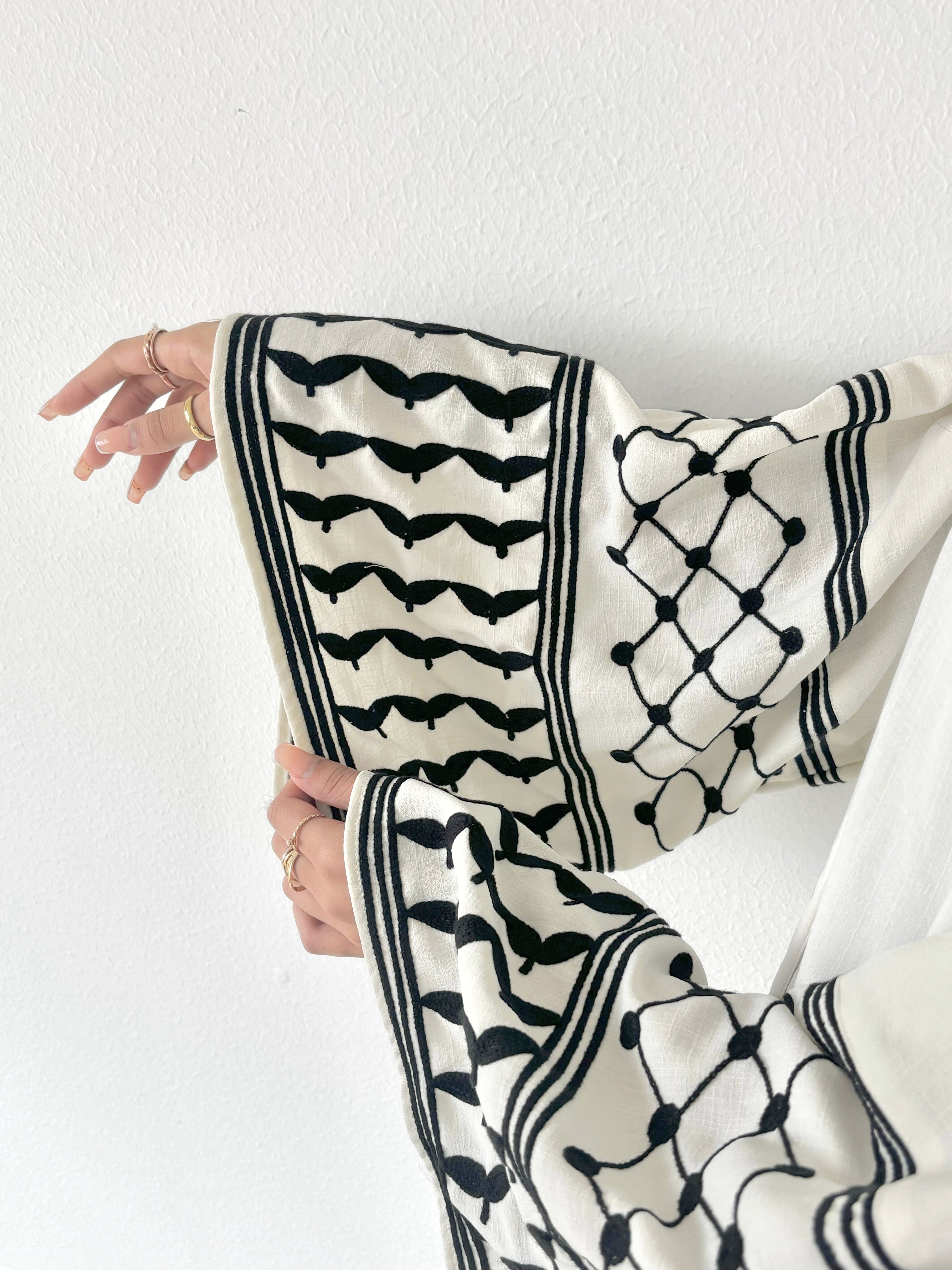 Kefiyyeh Inspired Abaya - White