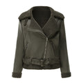 Women's Belt Turn-down Collar Coat