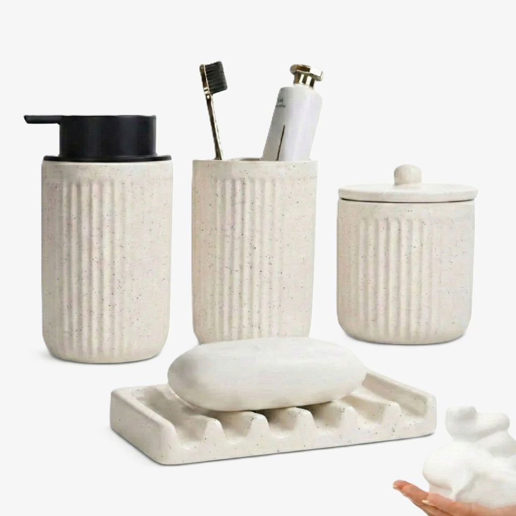 BosilunLife Pockmark Foaming Bathroom Set 4-Piece Recycled Eco-Clay