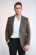 Plain Slim Fit Sport Brown Men Blazer - Wessi