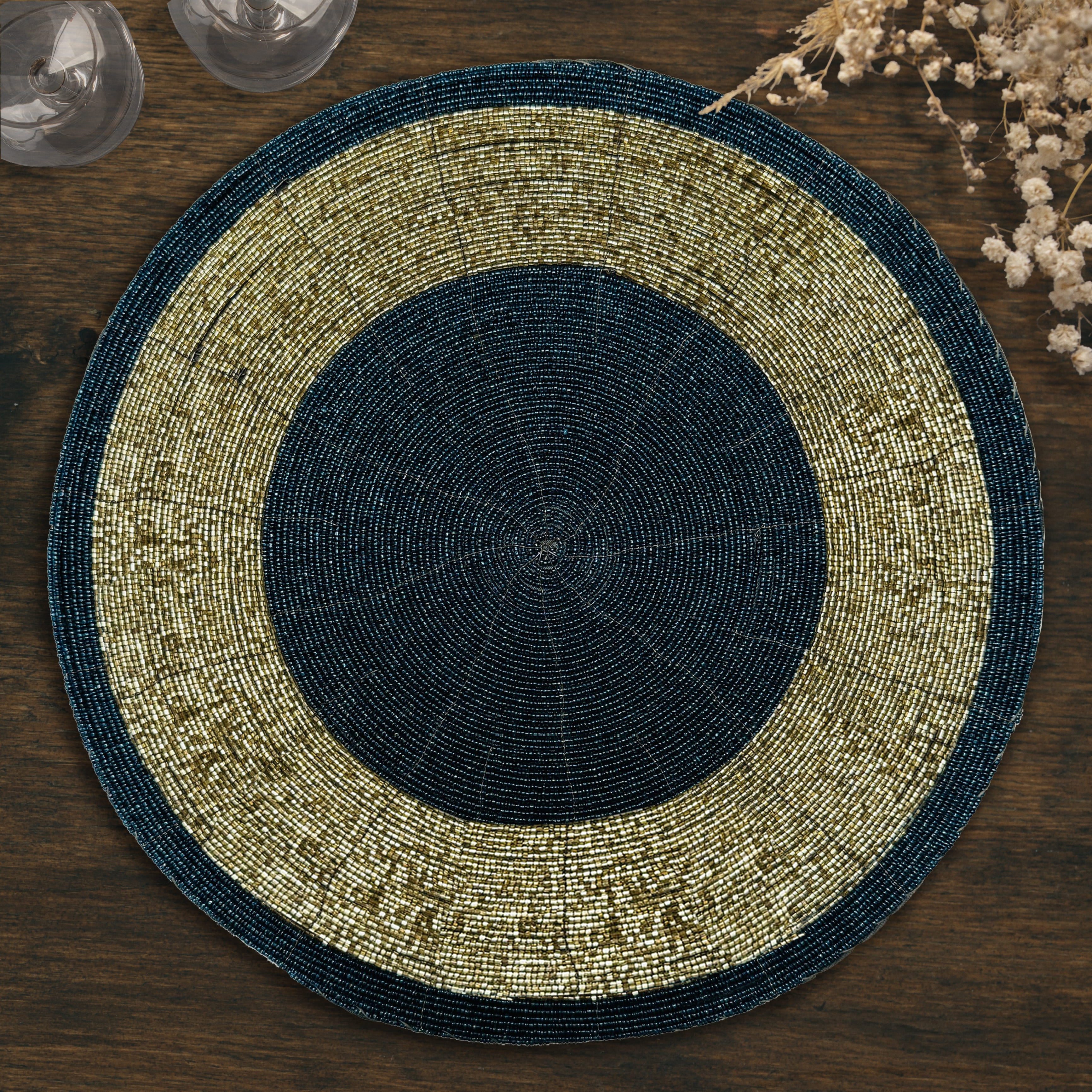 Round Beaded Placemats – Elegant Heat Resistant Table Mats Set for Dining