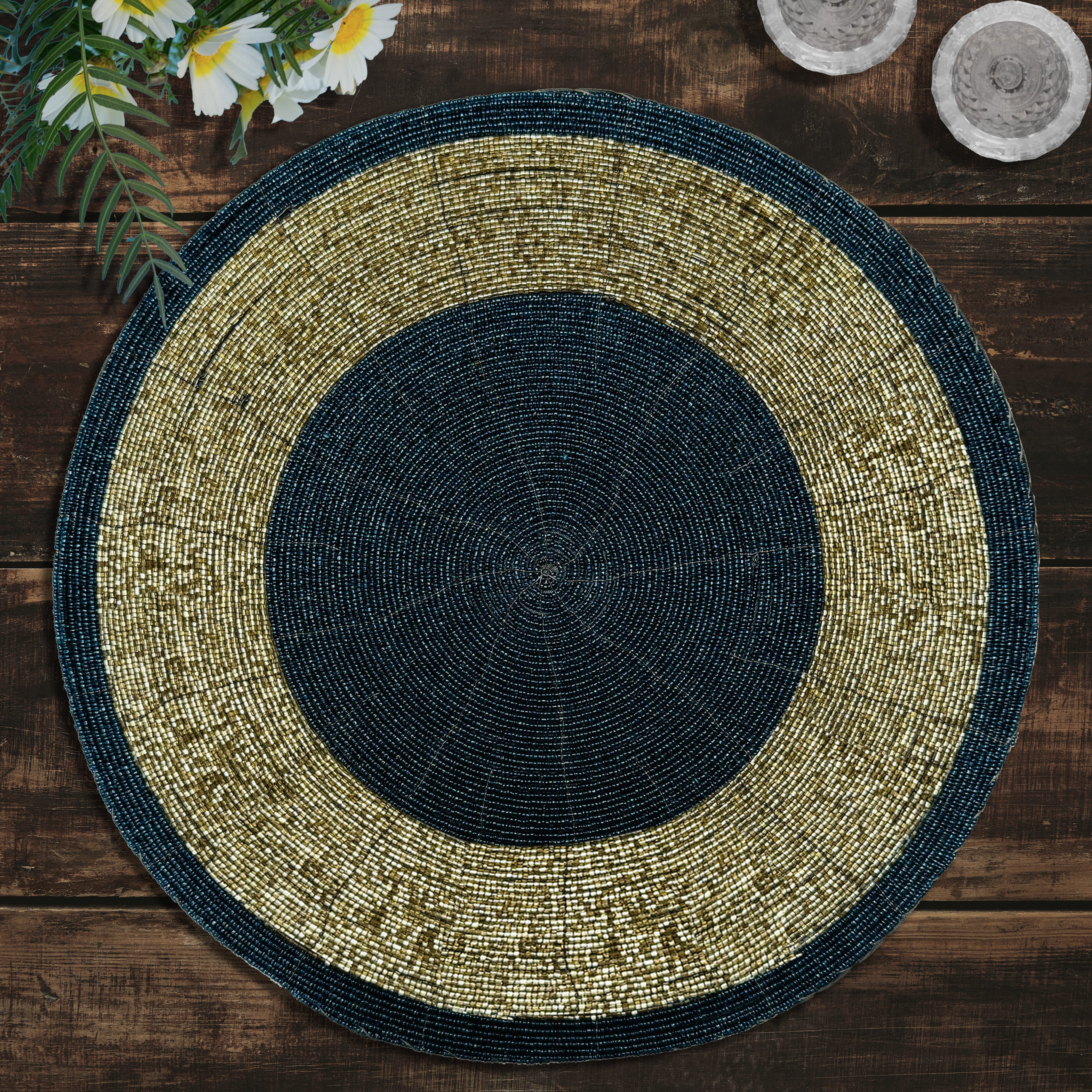 Round Beaded Placemats – Elegant Heat Resistant Table Mats Set for Dining