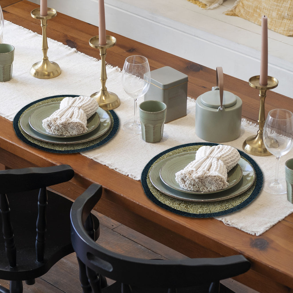 Round Beaded Placemats – Elegant Heat Resistant Table Mats Set for Dining
