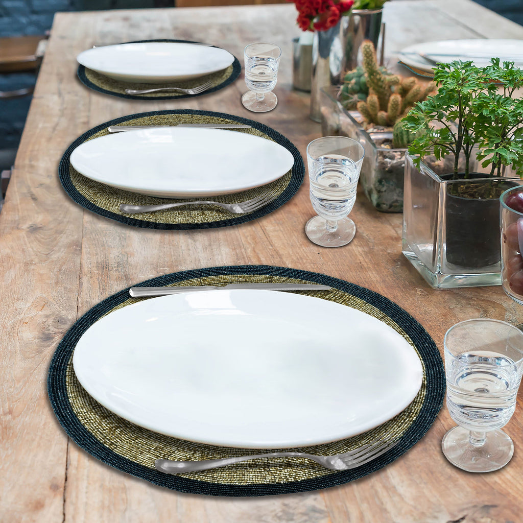 Round Beaded Placemats – Elegant Heat Resistant Table Mats Set for Dining