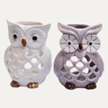 Owl Tea Light Holder - Rustic Decorative Candle Holders Set of 2 for Indoor & Outdoor