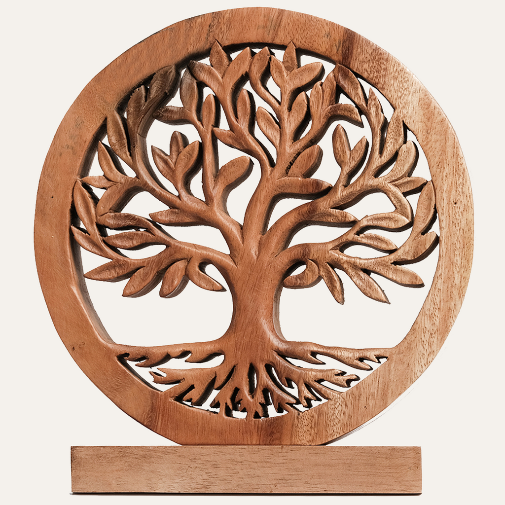 Tree of Life Sculpture - Medium Handmade Wooden Art | Acacia Wood Decor Gift