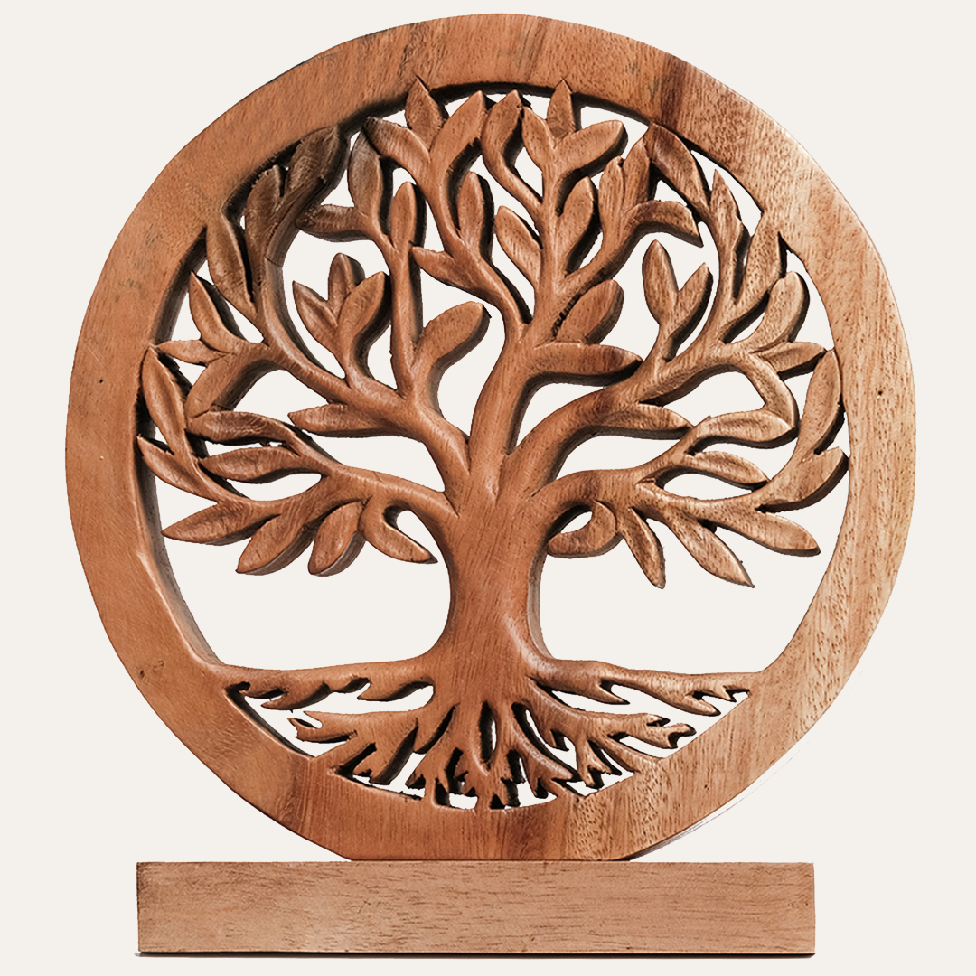 Tree of Life Sculpture - Medium Handmade Wooden Art | Acacia Wood Decor Gift