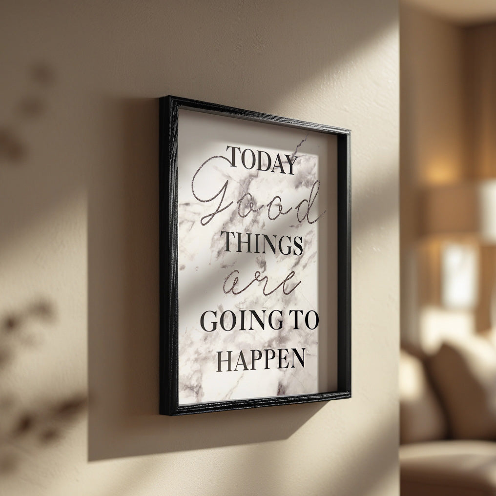 Boho Wall Décor - Framed Motivational Wall Art with Marble Aesthetic