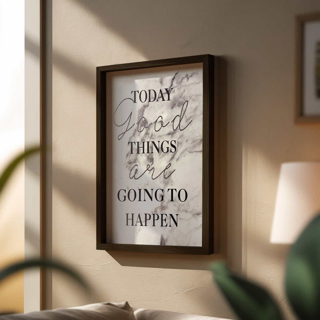 Boho Wall Décor - Framed Motivational Wall Art with Marble Aesthetic