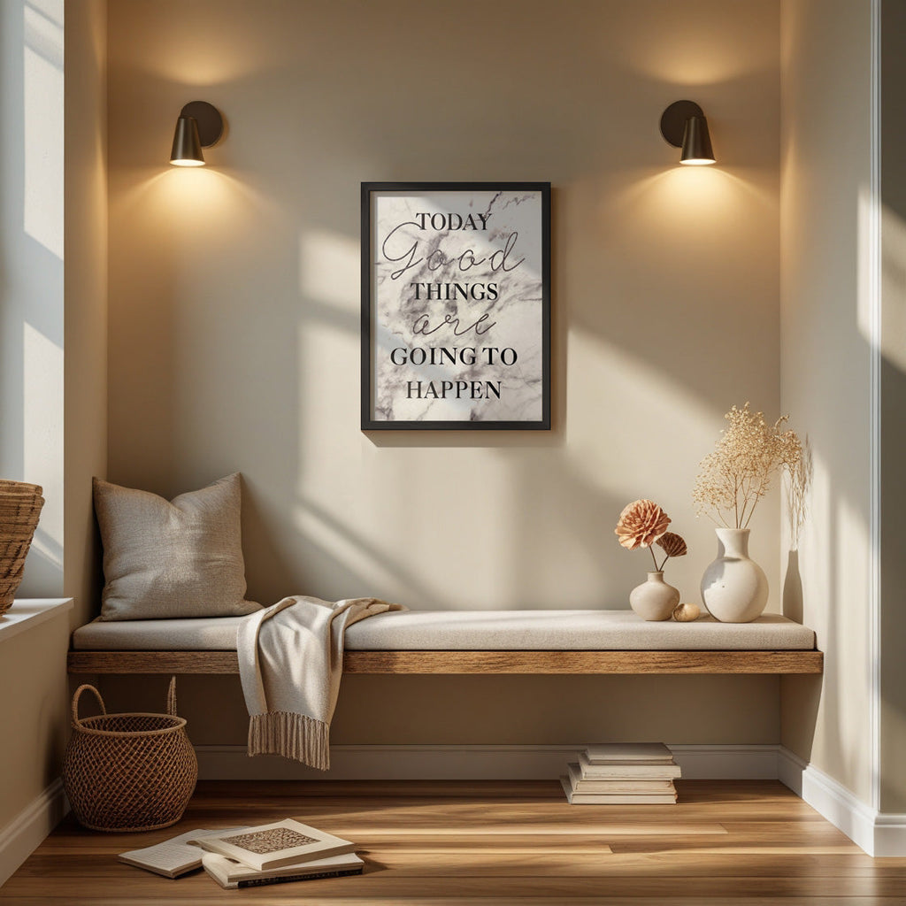 Boho Wall Décor - Framed Motivational Wall Art with Marble Aesthetic