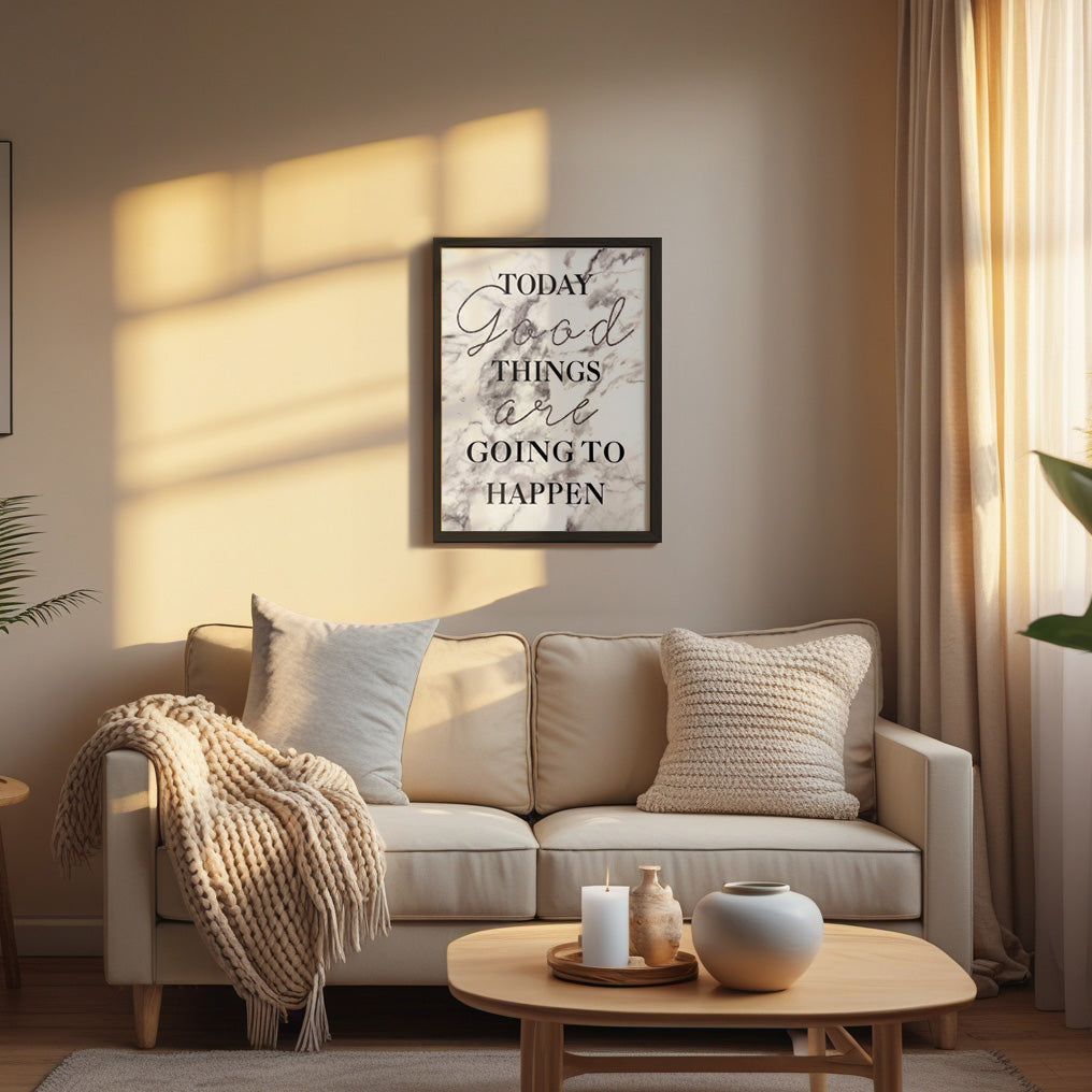 Boho Wall Décor - Framed Motivational Wall Art with Marble Aesthetic