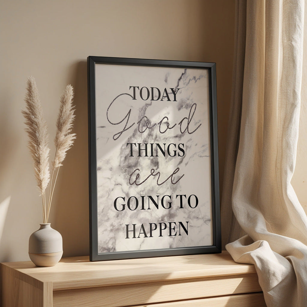 Boho Wall Décor - Framed Motivational Wall Art with Marble Aesthetic